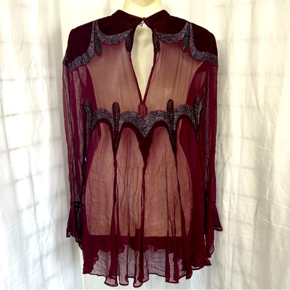 Free People Mini Dress/ Knee Length Dress with Beads and Embroidery Size Small - Picture 7 of 8